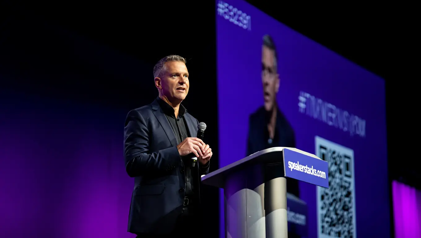 Speaker presenting at a conference